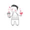 Man Holding Red Heart Shape Gift Box Love Drawing