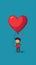 A man holding a red heart shaped balloon. Generative AI image.