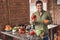 Man holding salad ingredients in his hands