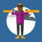 Man holding skis vector illustration.