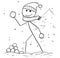 Man Holding and Throwing Snowball during Winter Snowfall