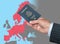Man holding US passport on map of Schengen Zone