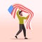 Man holding usa flag 4th of july american independence day celebration concept