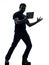 Man holding watching digital tablet silhouette