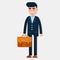 Man holding work bag for businessman concept vector illustration
