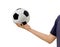 Man holds a soccerball