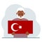 A man holds a Turkish flag in his hands. Concept for demonstration, national holiday, Turkey day or patriotism