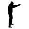 Man in the hood with gun Concept danger outstretched arms icon black color illustration