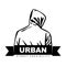 Man in hoodie. Logo design. Urban design. Fight club