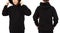 Man hoody set, black hoody front and back view, hood mock up. Empty male hoody copy space. Front and rear background