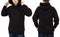 Man hoody set, black hoody front and back view, hood mock up. Empty male hoody copy space. Front and rear background