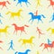 Man and horse seamless pattern. Color vector image.