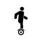Man on Hoverboard Black Silhouette Icon. Person Drive Electrical Gyroscooter Glyph Pictogram. Gyro Scooter Modern