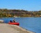 Man With Hovercraft On The North Saskatchewan River