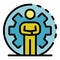 Man and huge gear wheel icon color outline vector