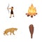 Man, hunter, onion, bonfire .Stone age set collection icons in cartoon style vector symbol stock illustration web.