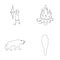 Man, hunter, onion, bonfire .Stone age set collection icons in outline style vector symbol stock illustration web.