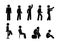 Man icon, pictograms set people are sitting, people are standing in various poses, stick figure