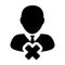 Man icon vector cancel male user account person profile avatar with delete symbol in flat color glyph pictogram
