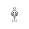 Man indicate, down icon. Element of man pointing finger thin line icon