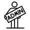 Man with the inscription admin icon, outline style