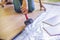 Man installing new wooden laminate flooring. infrared floor heat