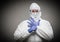 Man With Intense Expression Wearing HAZMAT Protective Clothing A