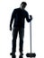 Man janitor brooming cleaner boredom silhouette full length