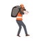 Man Janitor Carrying Trash Bag, Male Professional Cleaning Staff Character Wearing Orange Vest, Cleaning Company Service