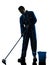 Man janitor cleaner cleaning silhouette