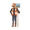 Man Janitor Standing with Big Shovel, Male Professional Cleaning Staff Character with Equipment, Cleaning Company