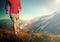 Man Jogging Mountains Exercise Healthy Concept