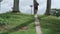 A man jogging in a shirt. Happiness concept for sports and fitness. Happy sporty man in nature