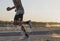 Man jogging, technological concept of running for good health