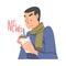 Man Journalist Character in Scarf with Notepad and Pen Gathering News Writing Them Down Vector Illustration