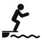 Man jump from diving board icon, simple style