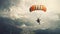 Man jumps with parachute. Generative AI.