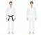 Man in karate suit. black and white belt