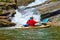 Man in Kayak at a Waterfall