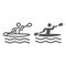 Man kayaking line and glyph icon, sport and rowing, canoeing sign, vector graphics, a linear pattern on a white