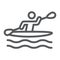 Man kayaking line icon, sport and rowing, canoeing sign, vector graphics, a linear pattern on a white background.