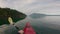 Man Kayaking in the Morning on Calm Ocean Waters. Winter. Victoria, Vancouver Island BC Canada