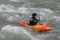 A man is kayaking on the Sjoa river in Norway.