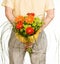 Man keeps bouquet