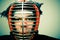 Man in kendo armor portrait