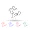 Man kicks the box with his foot multi color icon. Simple thin line, outline vector of carrying and picking a box icons for ui and