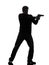 Man killer policeman aiming gun standing silhouette