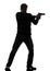 Man killer policeman aiming gun standing silhouette