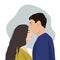 A man kissing a woman. Loving couple. Cartoon vector illustration