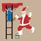 Man on ladder painting Santa